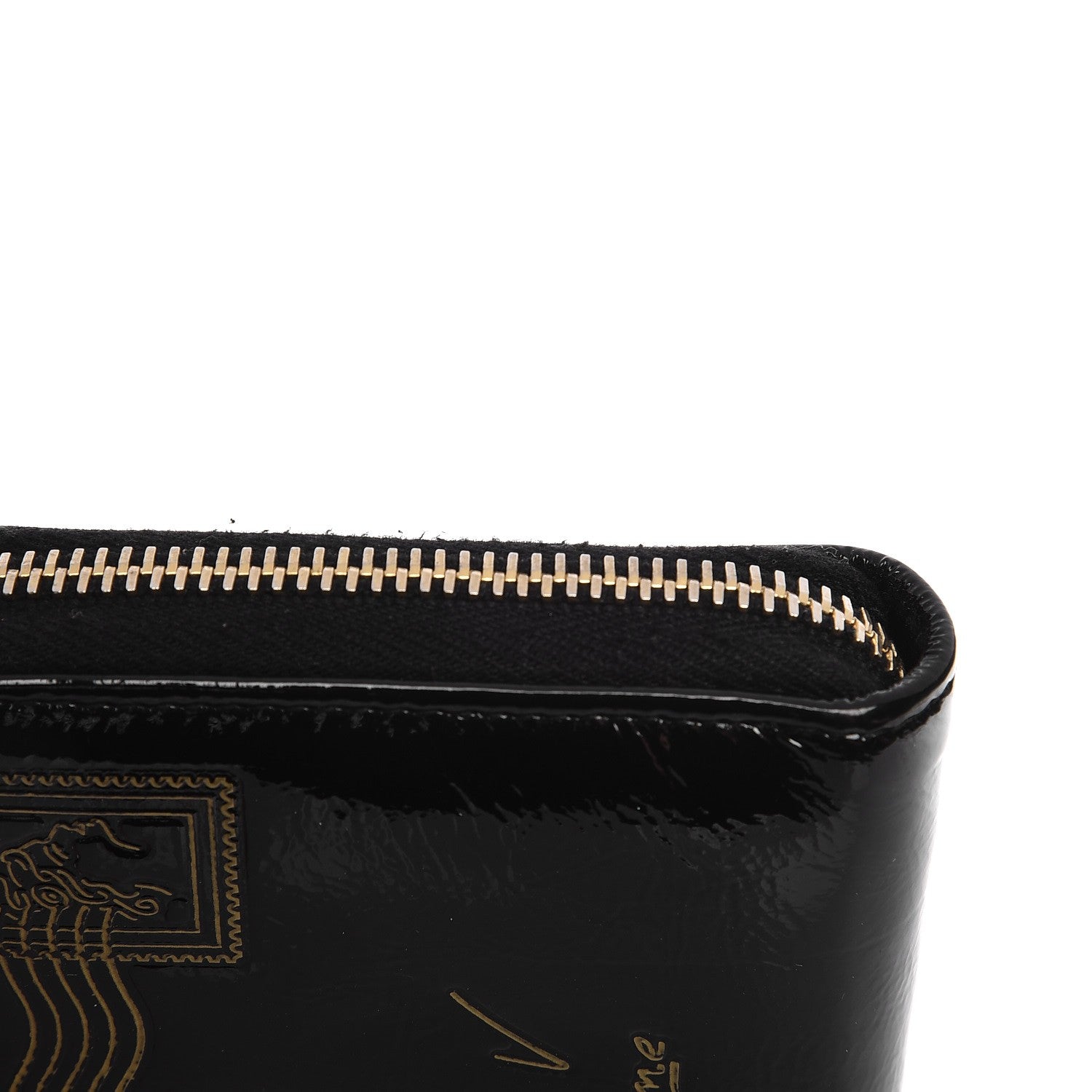 Saint Laurent Patent Y-Mail Zip Around Wallet Black 9 of 10