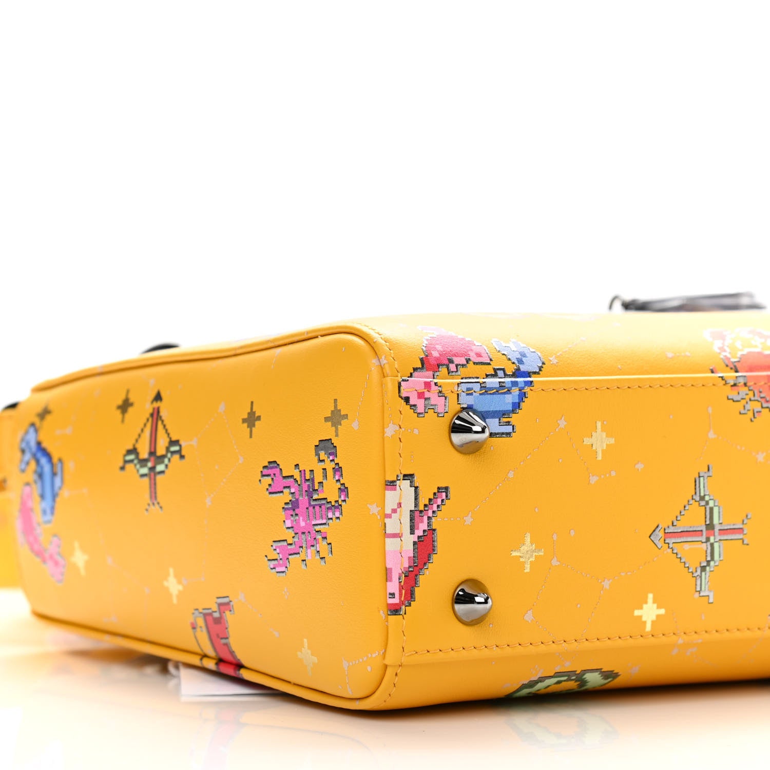 Christian Dior Calfskin Pixel Zodiac Small Lady Dior Yellow Multicolor 10 of 12