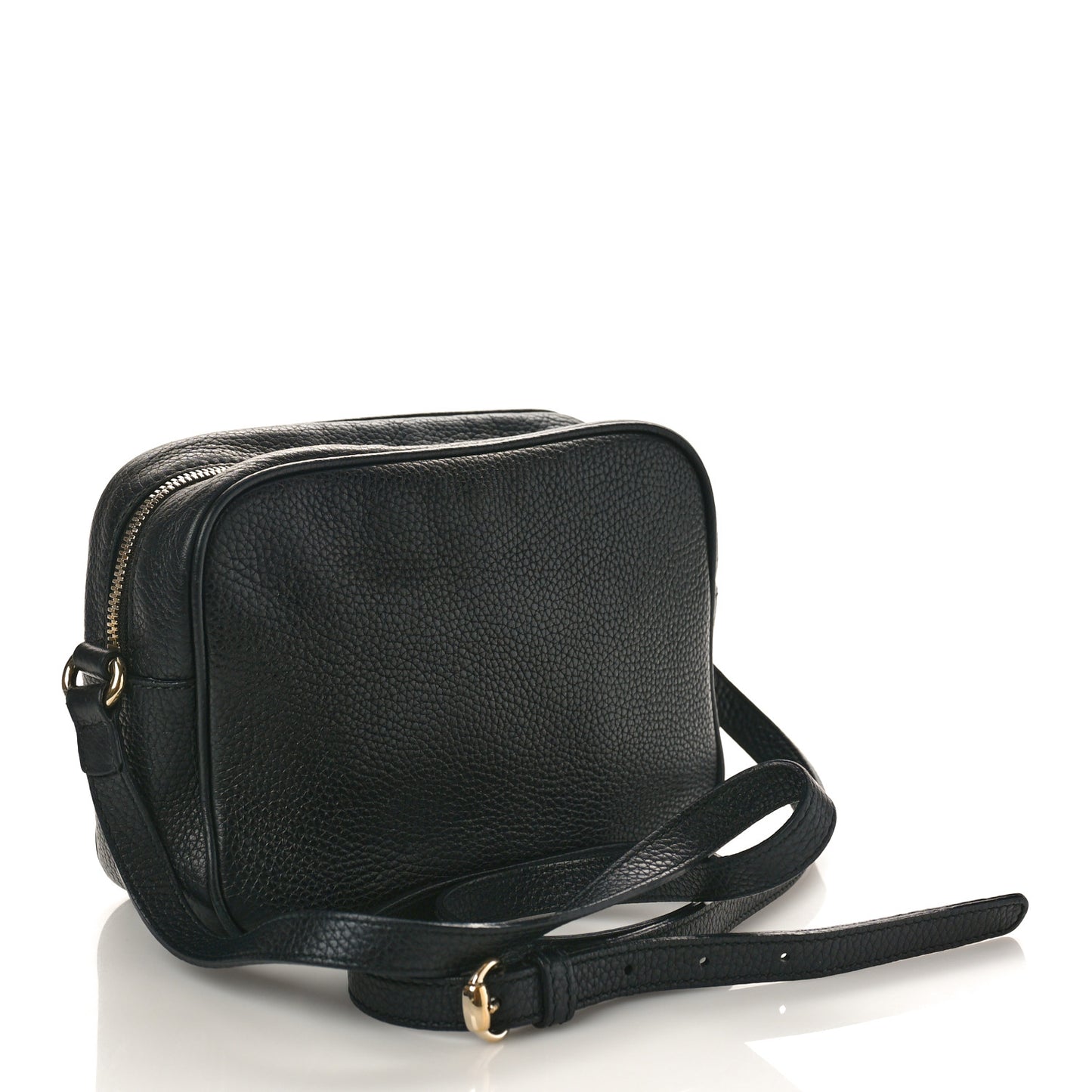 Pebbled Calfskin Small Soho Disco Bag Black