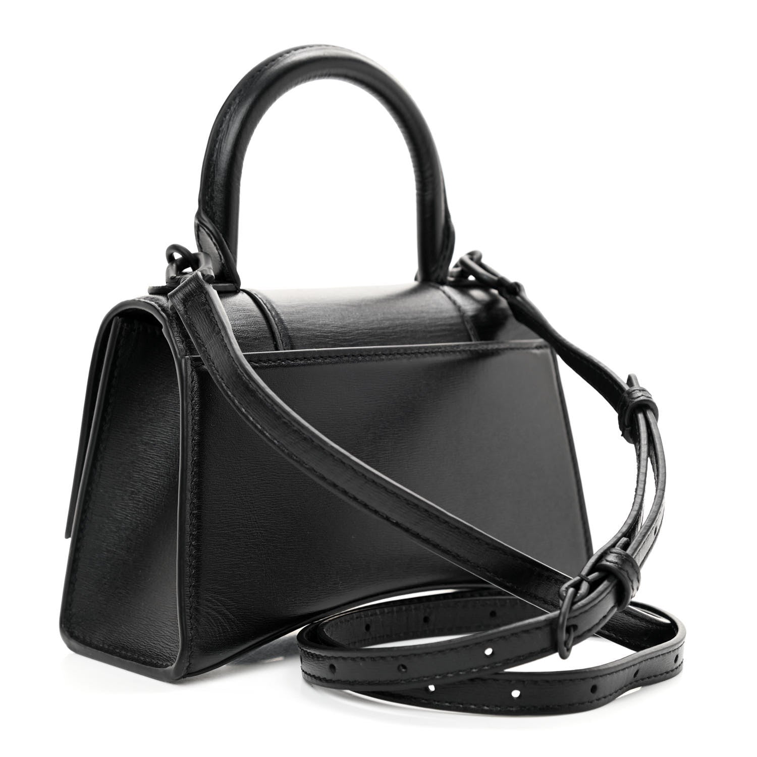 Balenciaga Shiny Box Calfskin Strass Hourglass Top Handle Bag XS Black 3 of 9