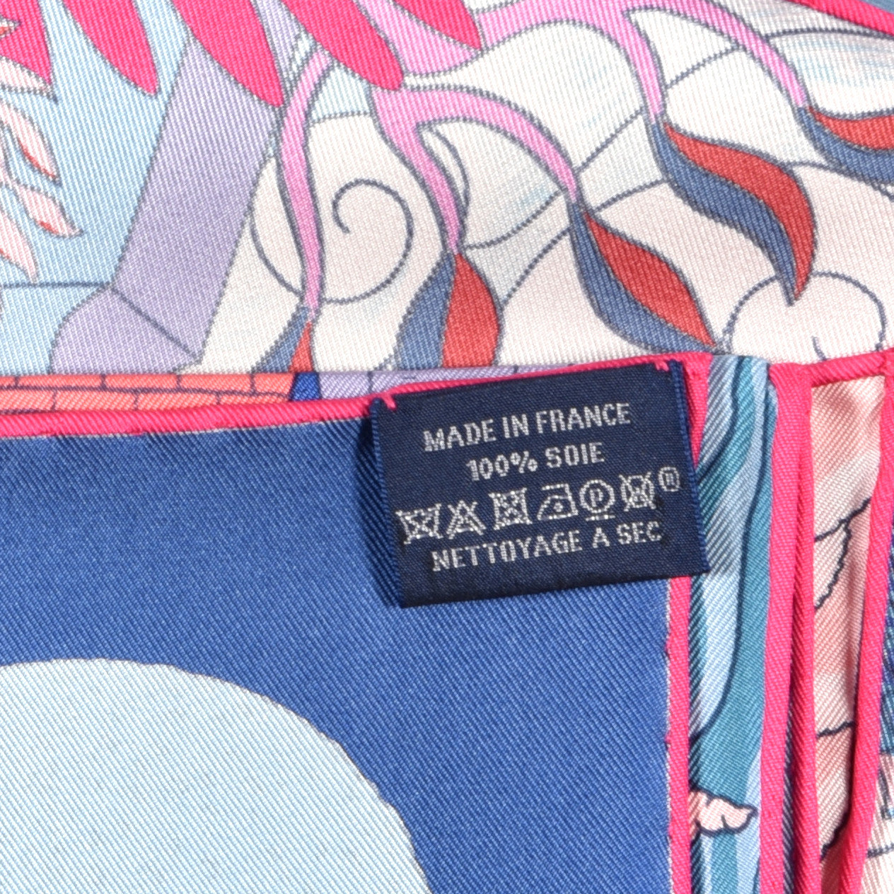 Silk Cosmographia Universalis Scarf 90 Bleu Jean Rose Vif