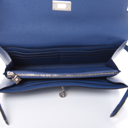 Hermes Chevre Mysore Kelly Longue Wallet Bleu Brighton 5 of 17