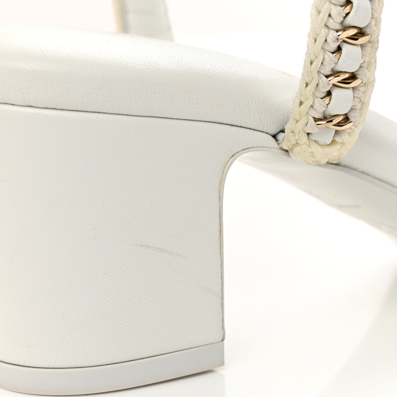 Chanel Lambskin CC Chain Braided Sandals 37 White 10 of 11
