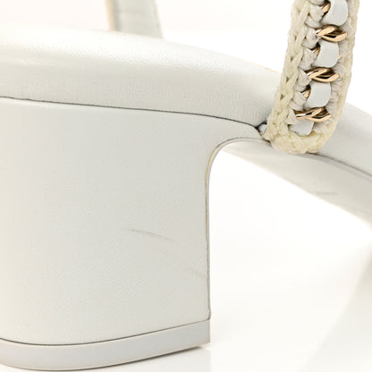 Chanel Lambskin CC Chain Braided Sandals 37 White 10 of 11