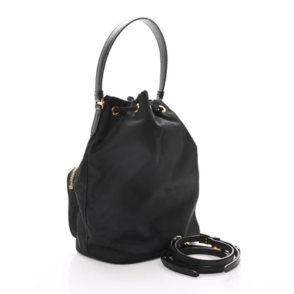 Prada Saffiano Tessuto Nylon Mini Bucket Crossbody Bag Black 3 of 11