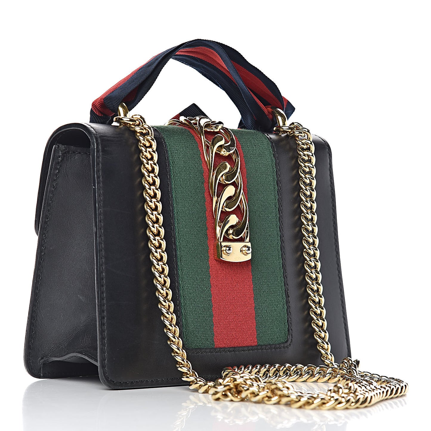 Calfskin Mini Sylvie Chain Shoulder Bag Black