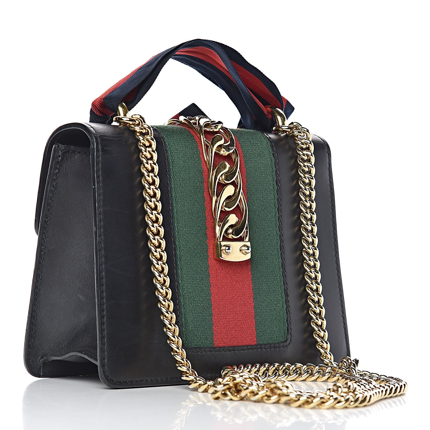 Gucci Calfskin Mini Sylvie Chain Shoulder Bag Black 3 of 26