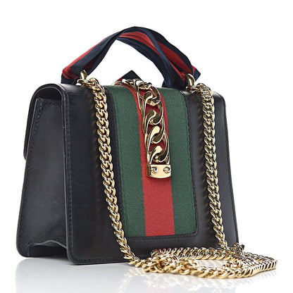 Gucci Calfskin Mini Sylvie Chain Shoulder Bag Black 3 of 26