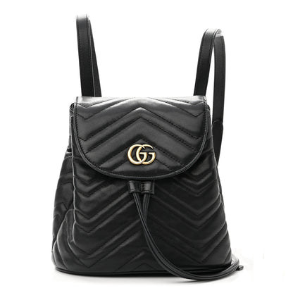 Gucci Calfskin Matelasse GG Marmont Flap Backpack Black 1 of 16