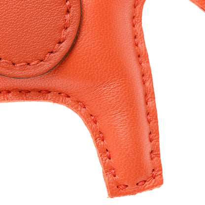 Hermes Milo Lambskin Grigri Rodeo Pegase Horse Bag Charm PM Orange Poppy Craie Terre Battue 5 of 6