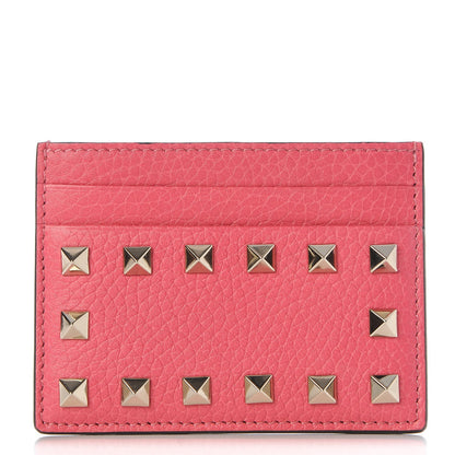 Valentino Garavani Pebbled Calfskin Rockstud Card Holder Shadow Pink 1 of 9