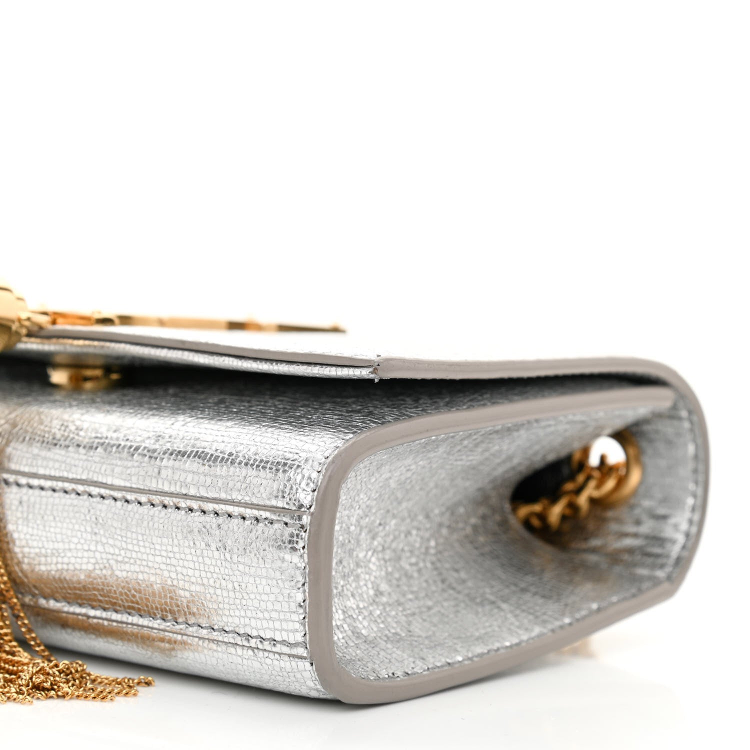 Saint Laurent Metallic Calfskin Small Classic Monogram Kate Tassel Satchel Silver 7 of 9