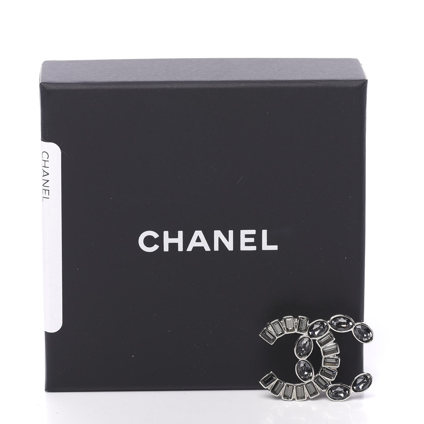 Baguette Crystal CC Brooch Silver Black