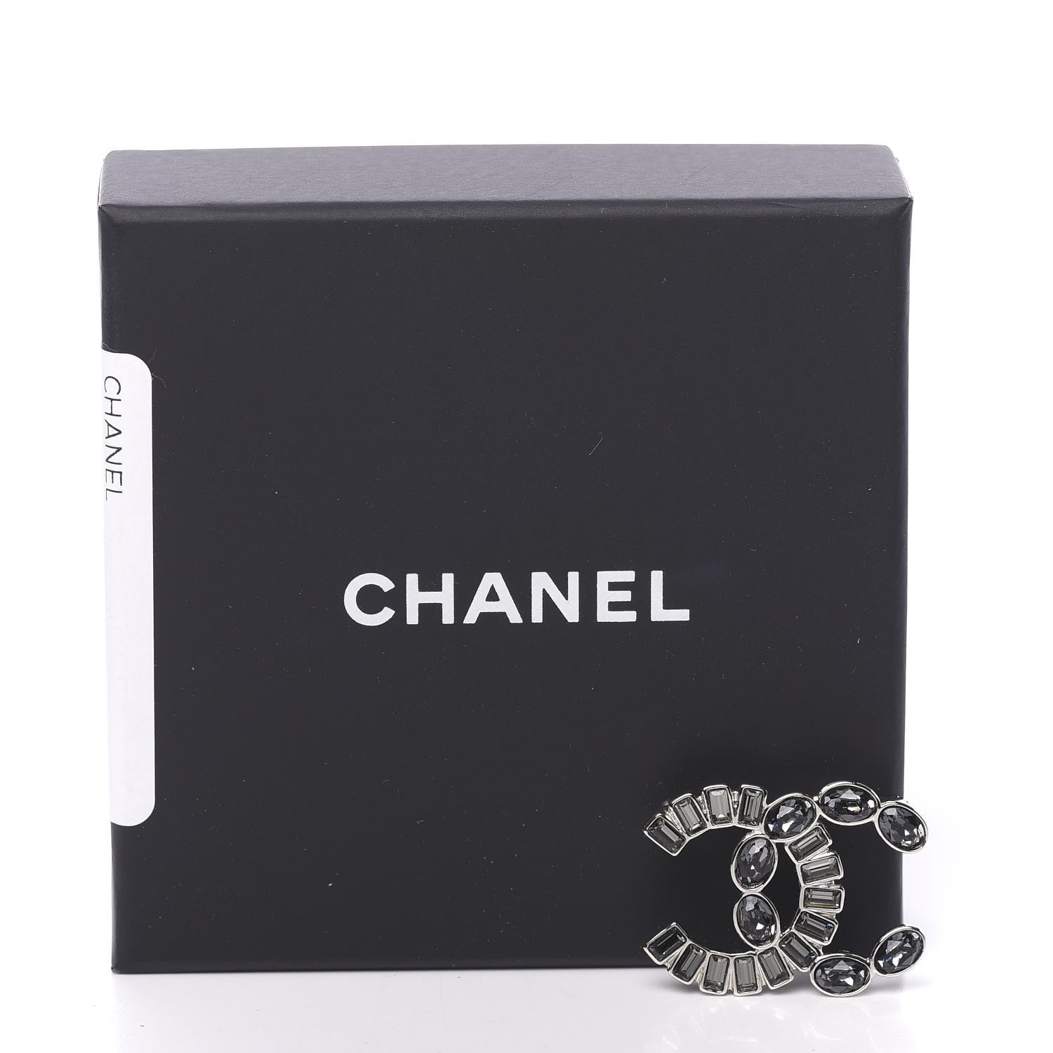 Chanel Baguette Crystal CC Brooch Silver Black 5 of 5