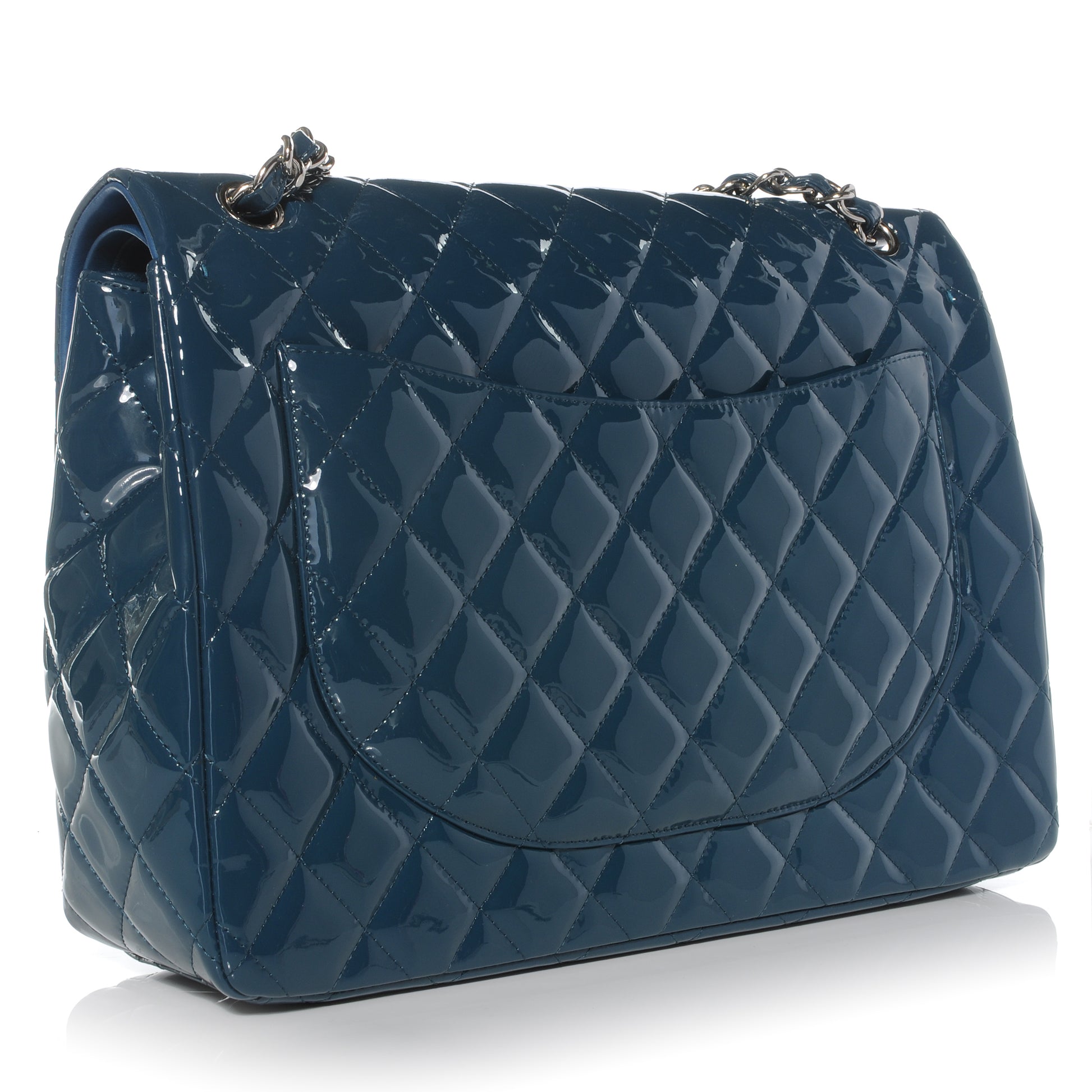 Chanel Patent Maxi Double Flap Blue 3 of 10