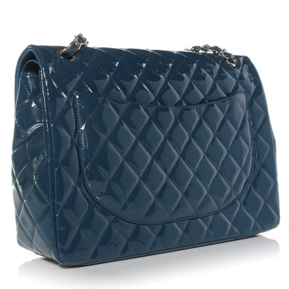 Chanel Patent Maxi Double Flap Blue 3 of 10