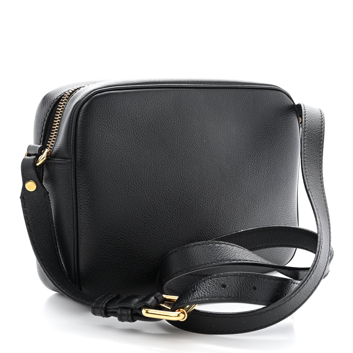 Grained Calfskin Medusa Camera Bag Black