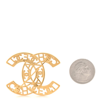 Chanel Crystal Coco CC Logo Brooch Gold 2 of 4