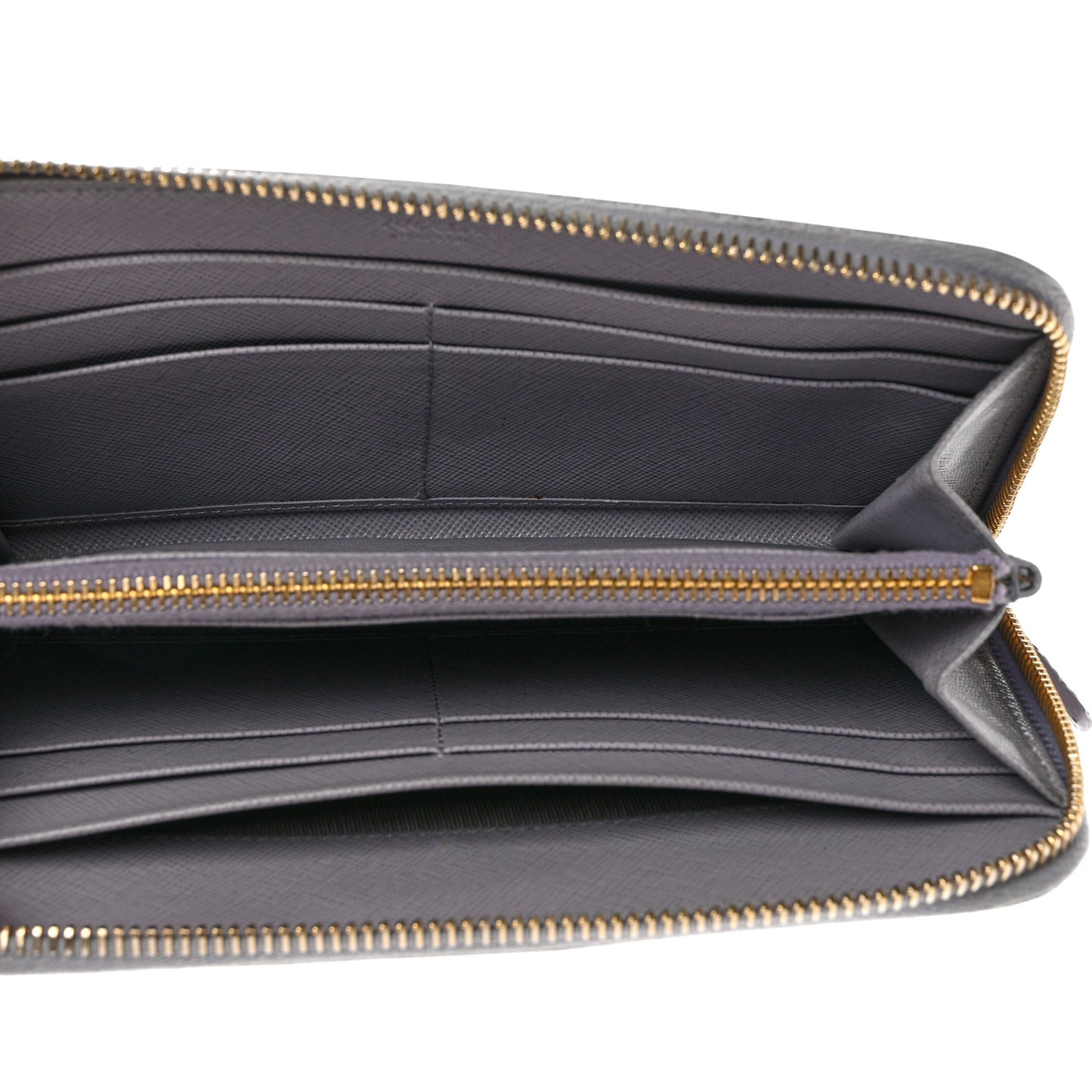 Saffiano Metal Zip Around Wallet Grey