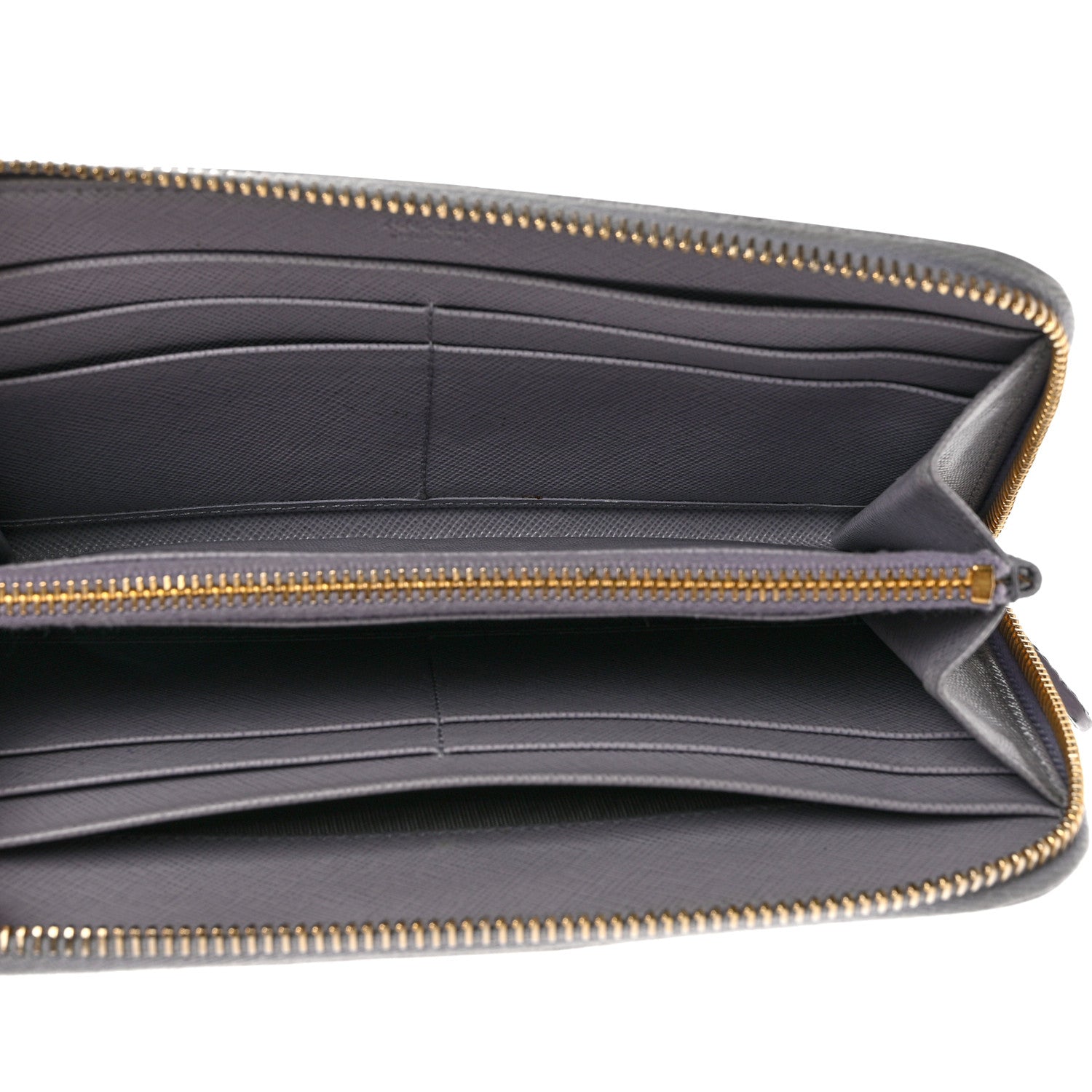 Prada Saffiano Metal Zip Around Wallet Grey 5 of 13