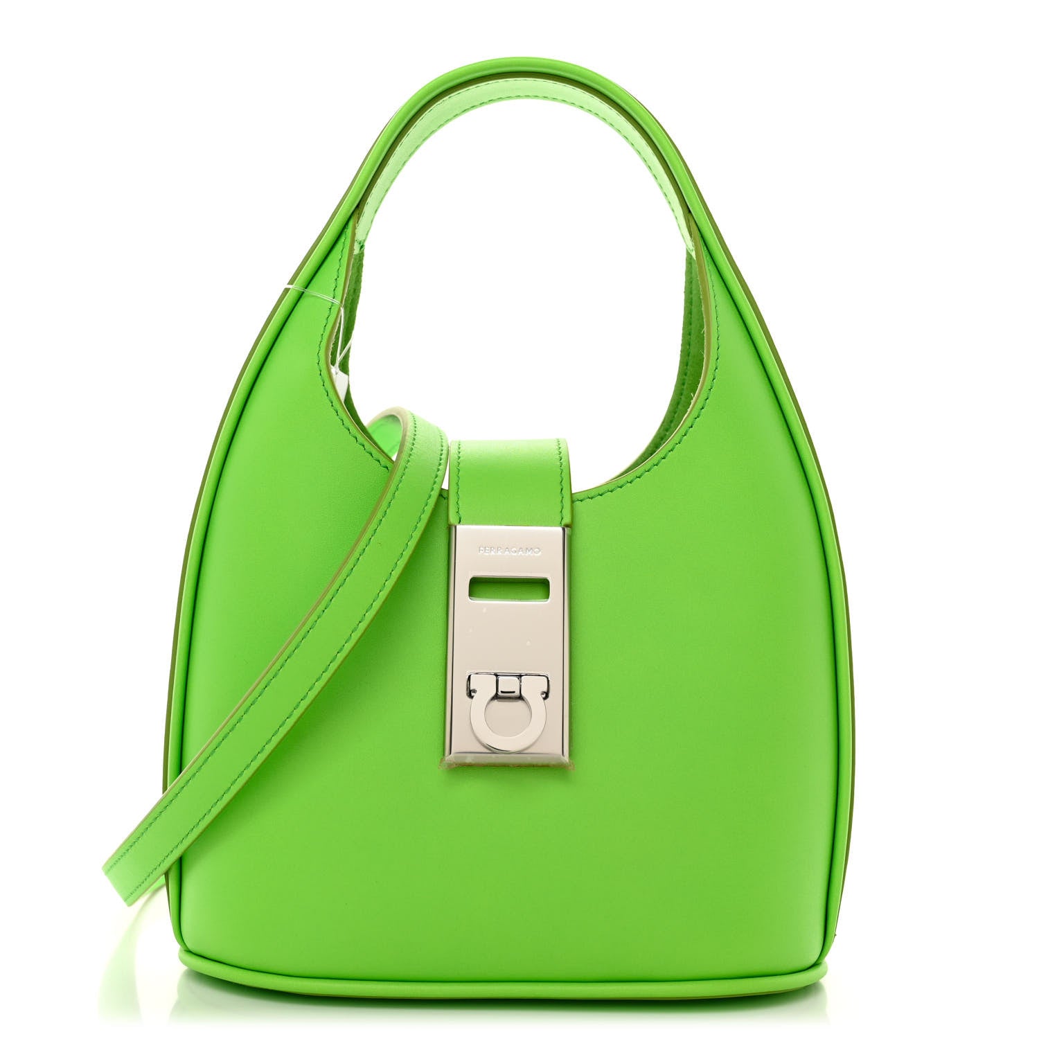 Salvatore Ferragamo Soft Calfskin Mini Gancini Hobo Lime 1 of 9