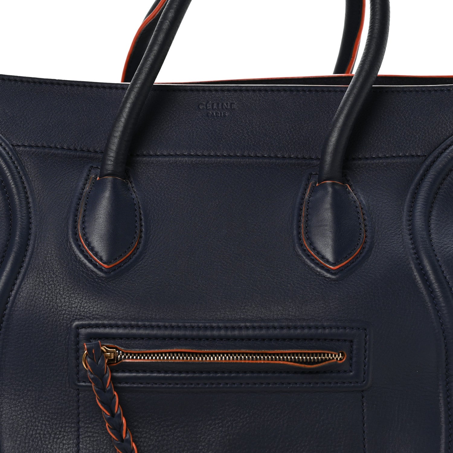 Celine Supple Calfskin Large Phantom Luggage Navy Blue Orange 8 of 10