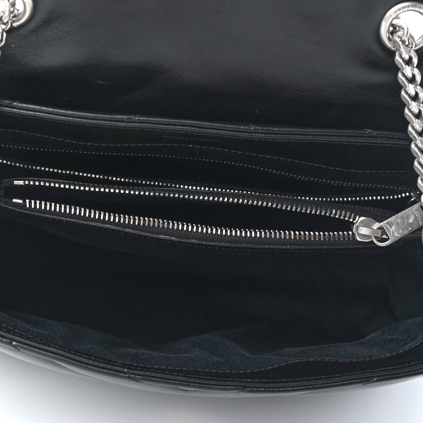 Calfskin Y Quilted Monogram Medium Loulou Chain Satchel Black