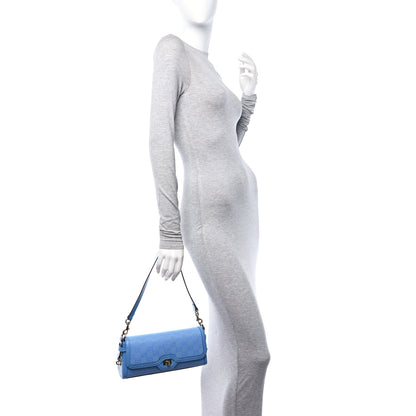 Gucci GG Monogram Textured Dollar Calfskin Small Luce Shoulder Bag Blue 2 of 10