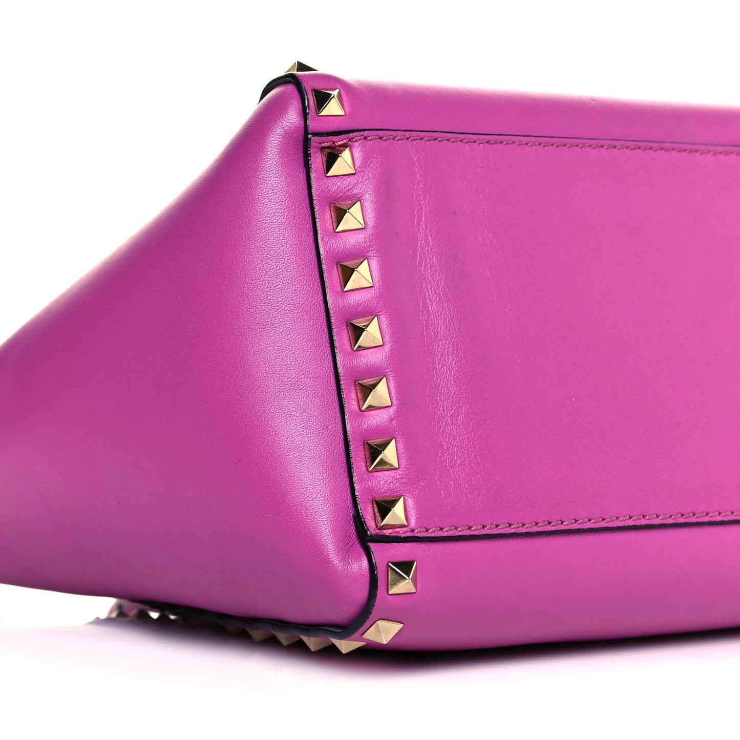 Vitello Small Rockstud Double Handle Tote Purple Violet