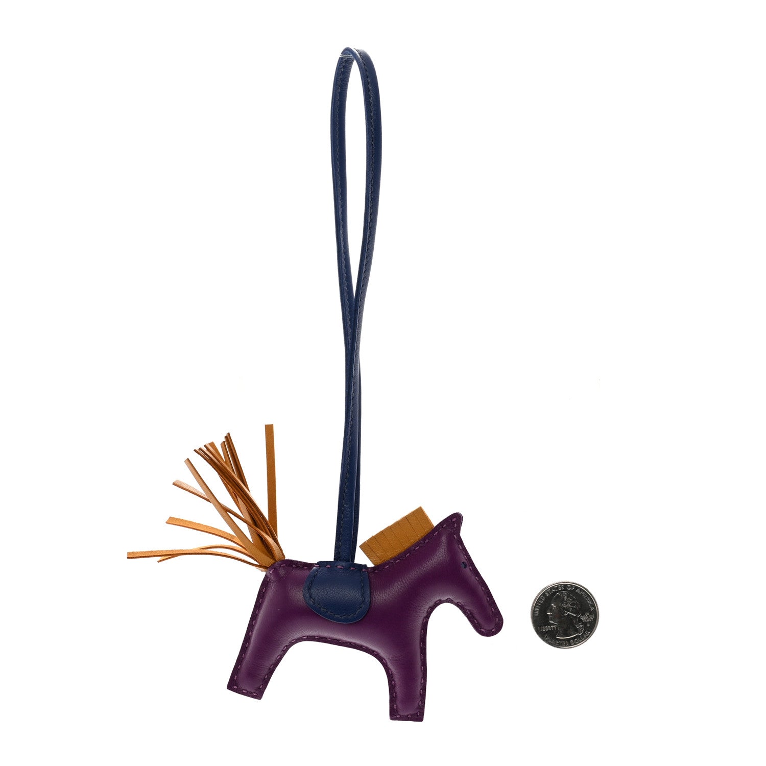 Hermes Milo Lambskin Grigri Rodeo Horse Bag Charm PM Violet Sesame Bleu Saphir 2 of 4