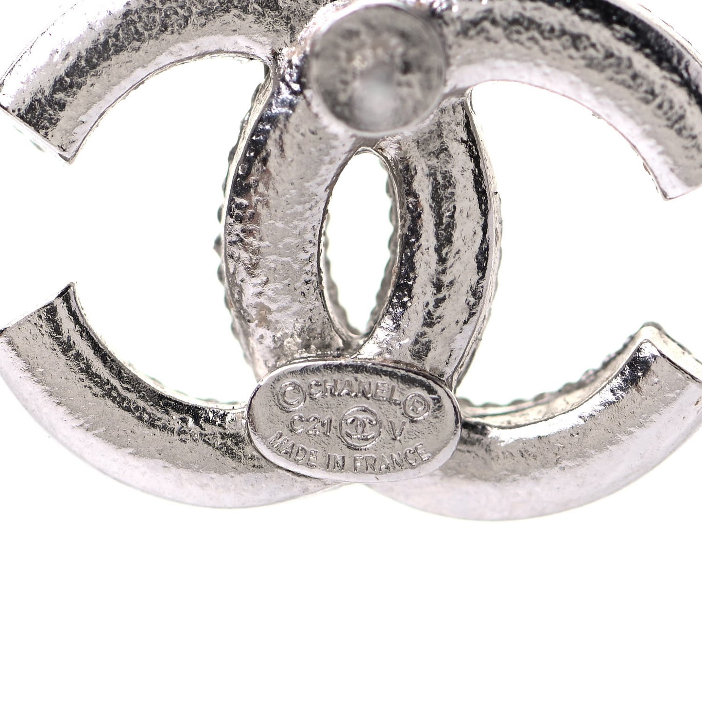 Crystal CC Coco Flapper Earrings Silver