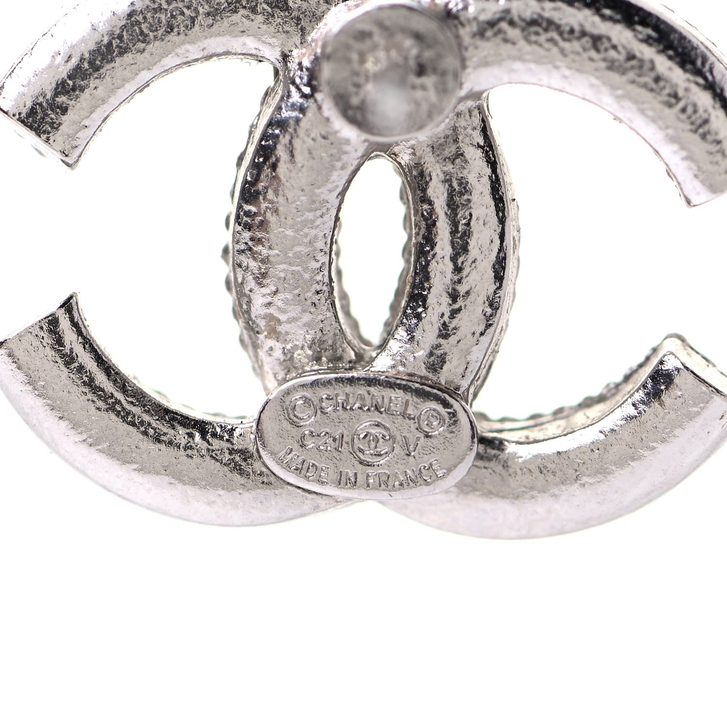 Chanel Crystal CC Coco Flapper Earrings Silver 4 of 4