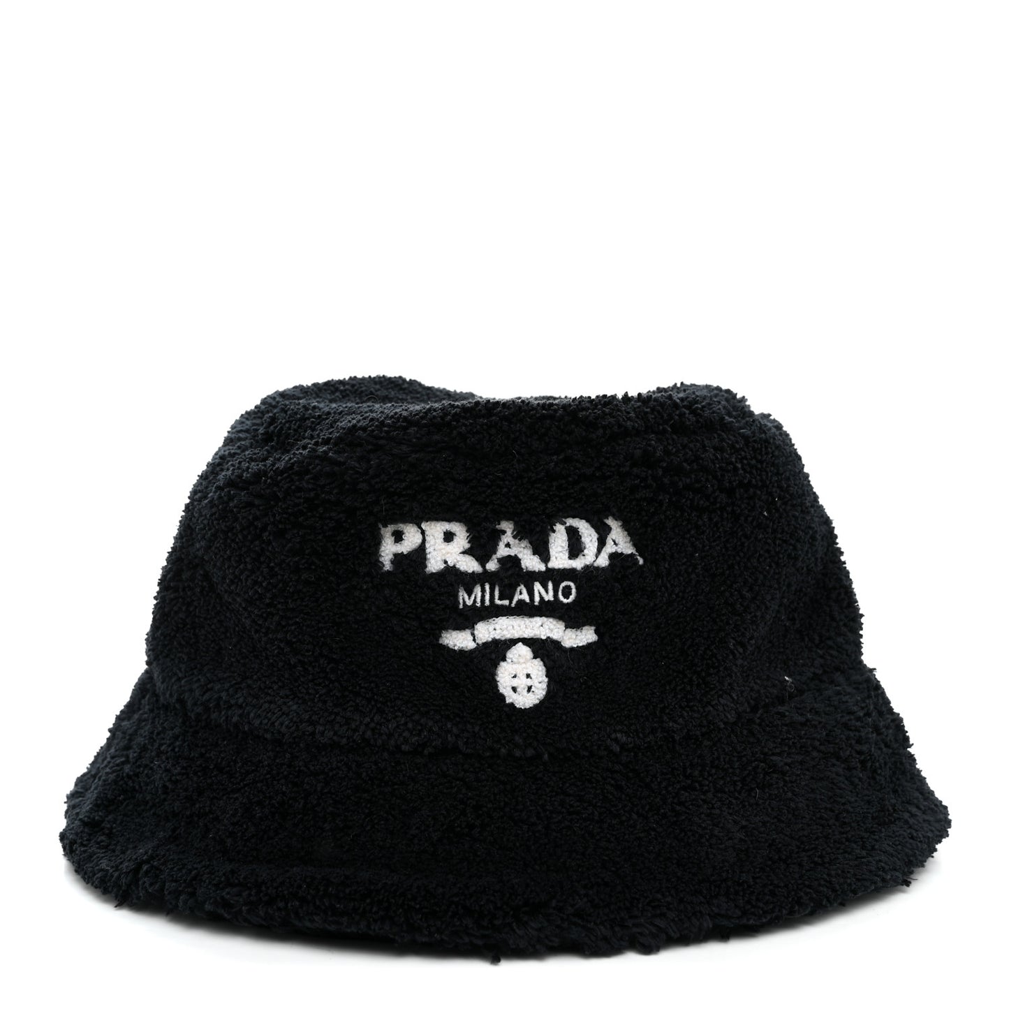 Terry Cloth Logo Embroidered Womens Bucket Hat S Black White