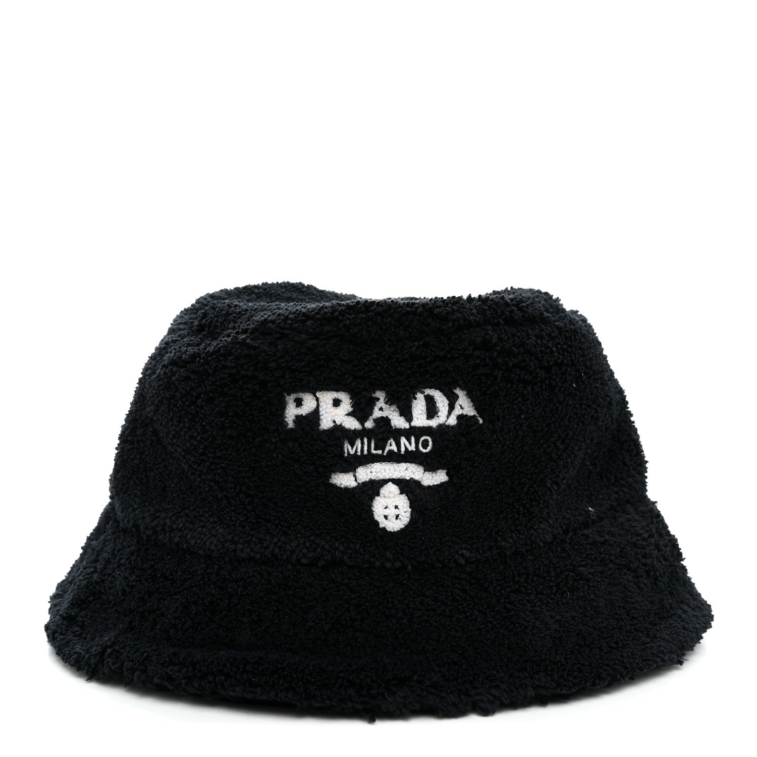 Prada Terry Cloth Logo Embroidered Womens Bucket Hat S Black White 3 of 8