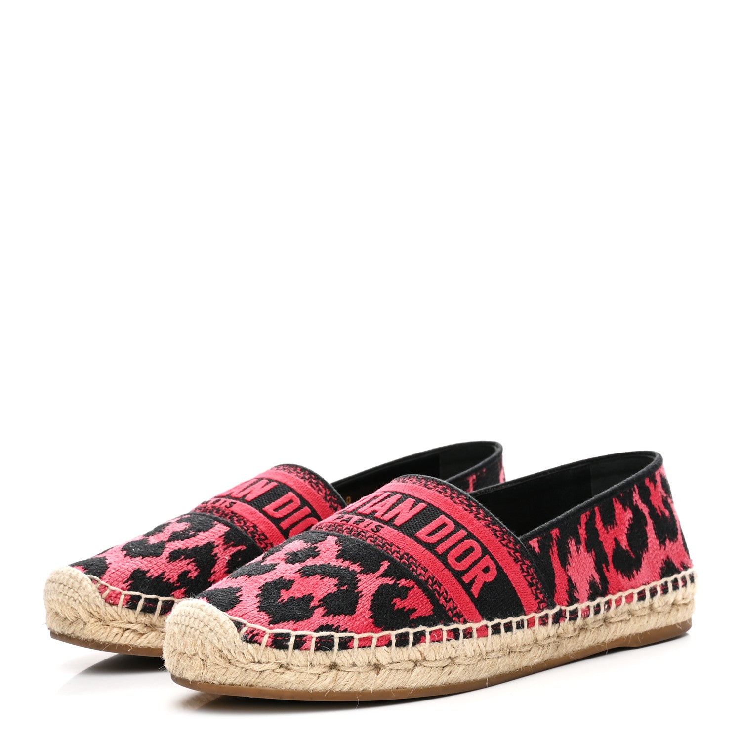 Christian Dior Cotton Embroidered Leopard Print Granville Espadrille 37 Red 4 of 10
