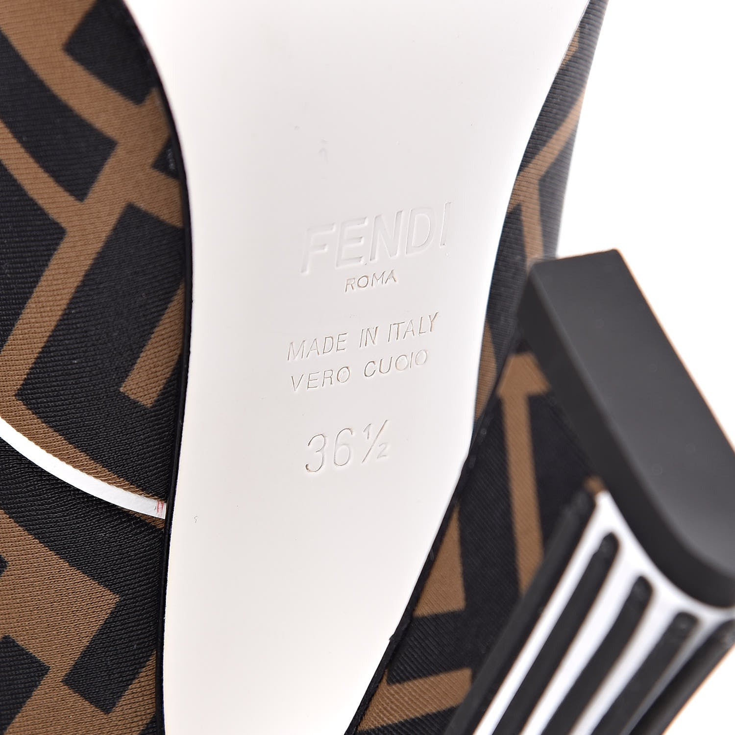 Fendi Lycra Film FF FFreedom Decollete Pumps 36.5 Tobacco Moro White 8 of 8
