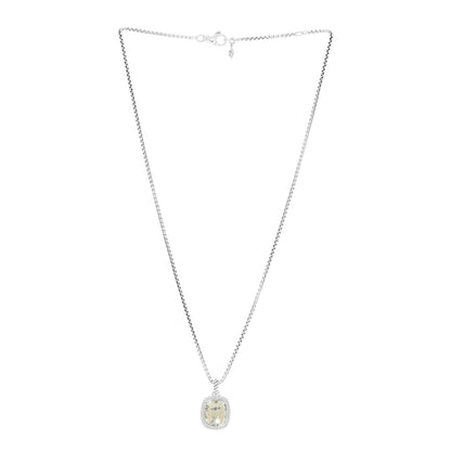 David Yurman Sterling Silver Diamond Prasiolite 10mm Albion Pendant Necklace 3 of 6