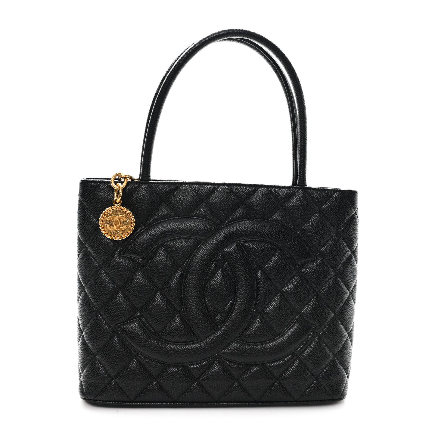 Caviar Quilted Medallion Tote Black