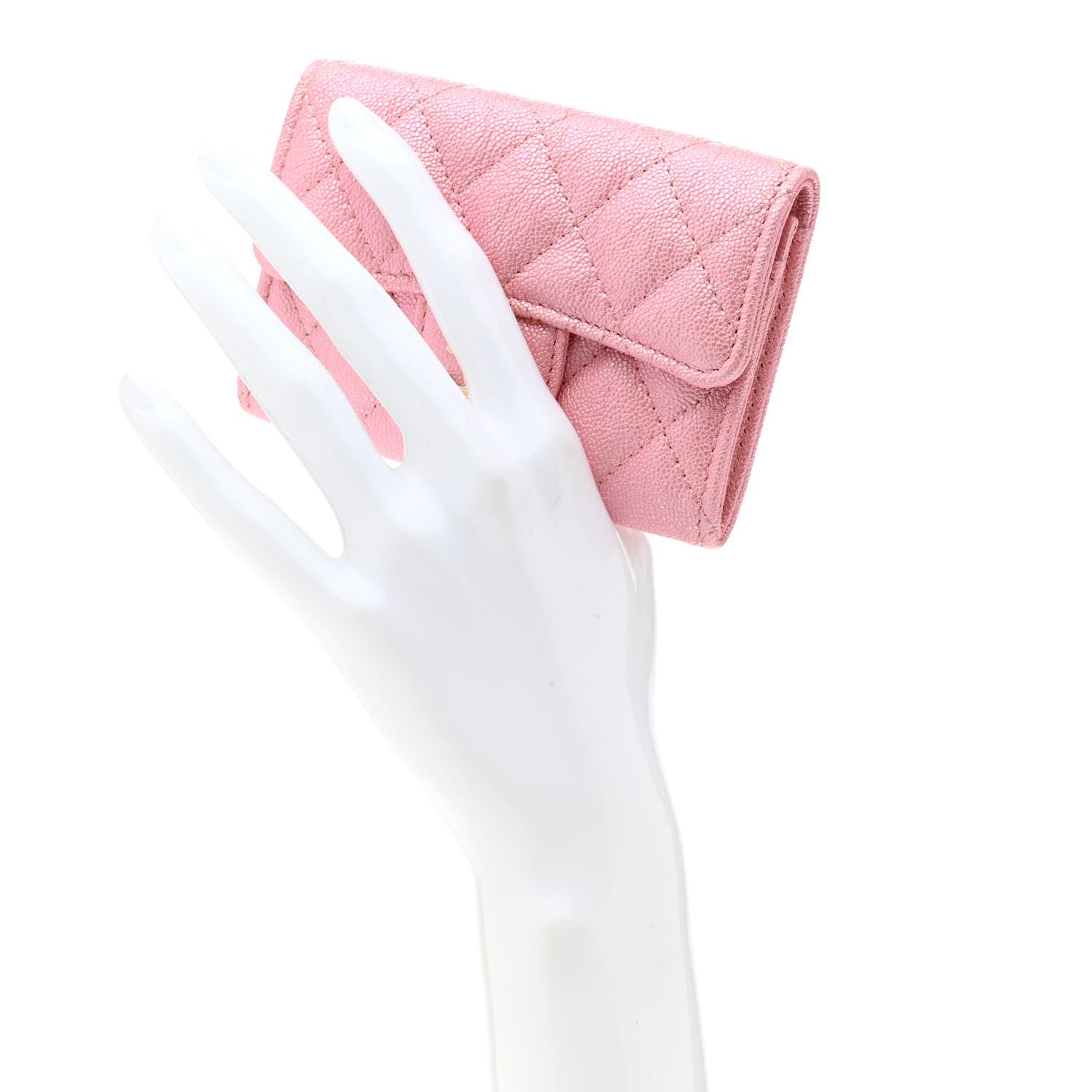Chanel Iridescent Caviar Quilted Flap Card Holder Rose Pink 2 of 9