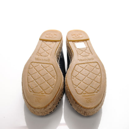 Chanel Lambskin CC Espadrilles 38 Black Navy 5 of 9