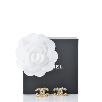 Chanel Crystal CC Large Stud Earrings Gold 5 of 5
