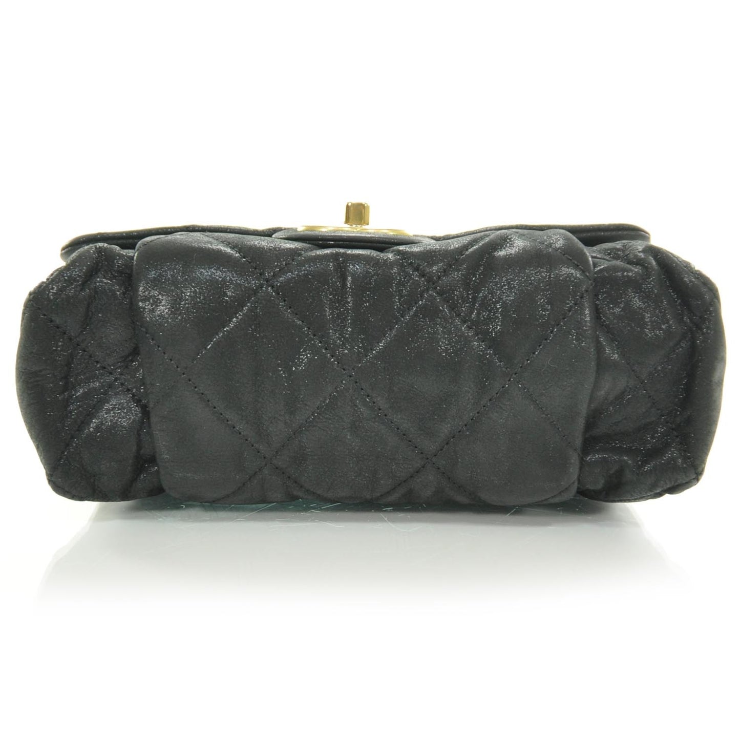 Iridescent Calfskin Chic Quilt Flap Black