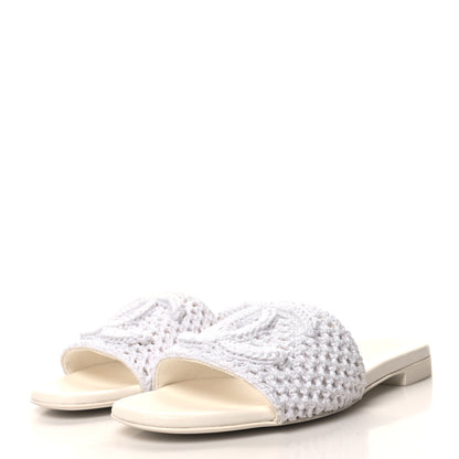 Chanel Crochet CC Mules Sandals 38 White 3 of 10