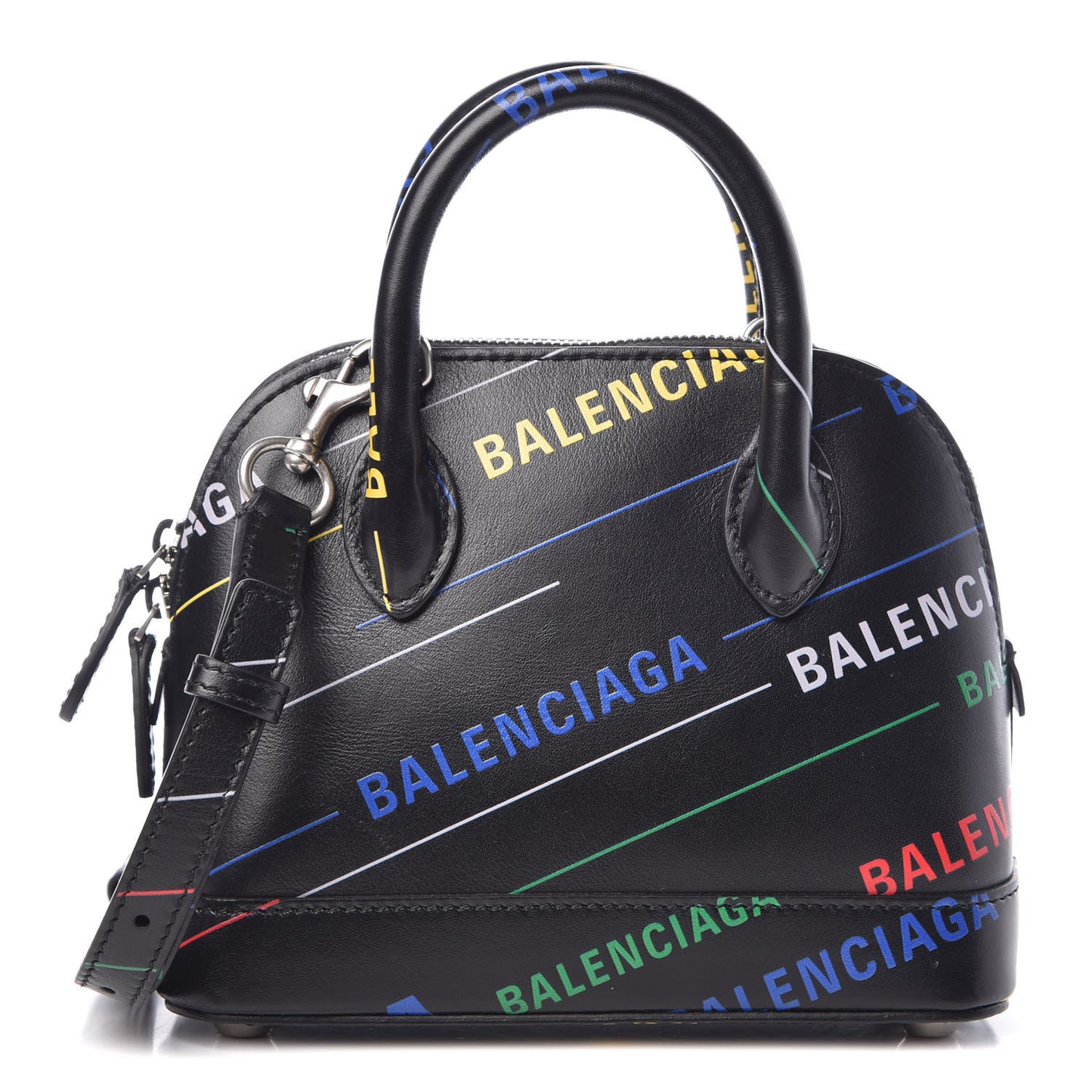 Calfskin Logo Print XXS Ville Top Handle Bag Black Multicolor