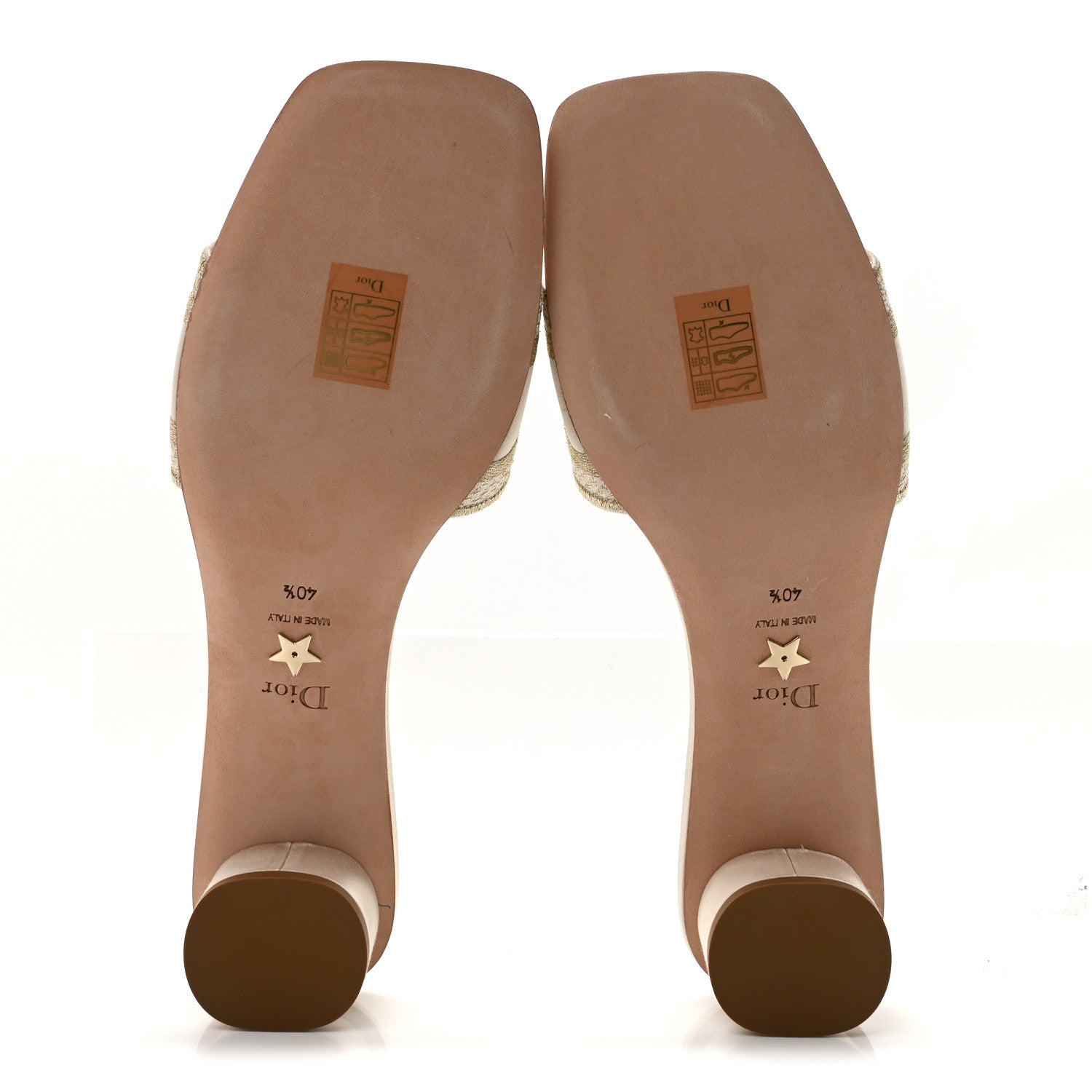 Christian Dior Metallic Satin Embroidered Dway 35mm Slide Sandals 40.5 Pale Gold 6 of 10