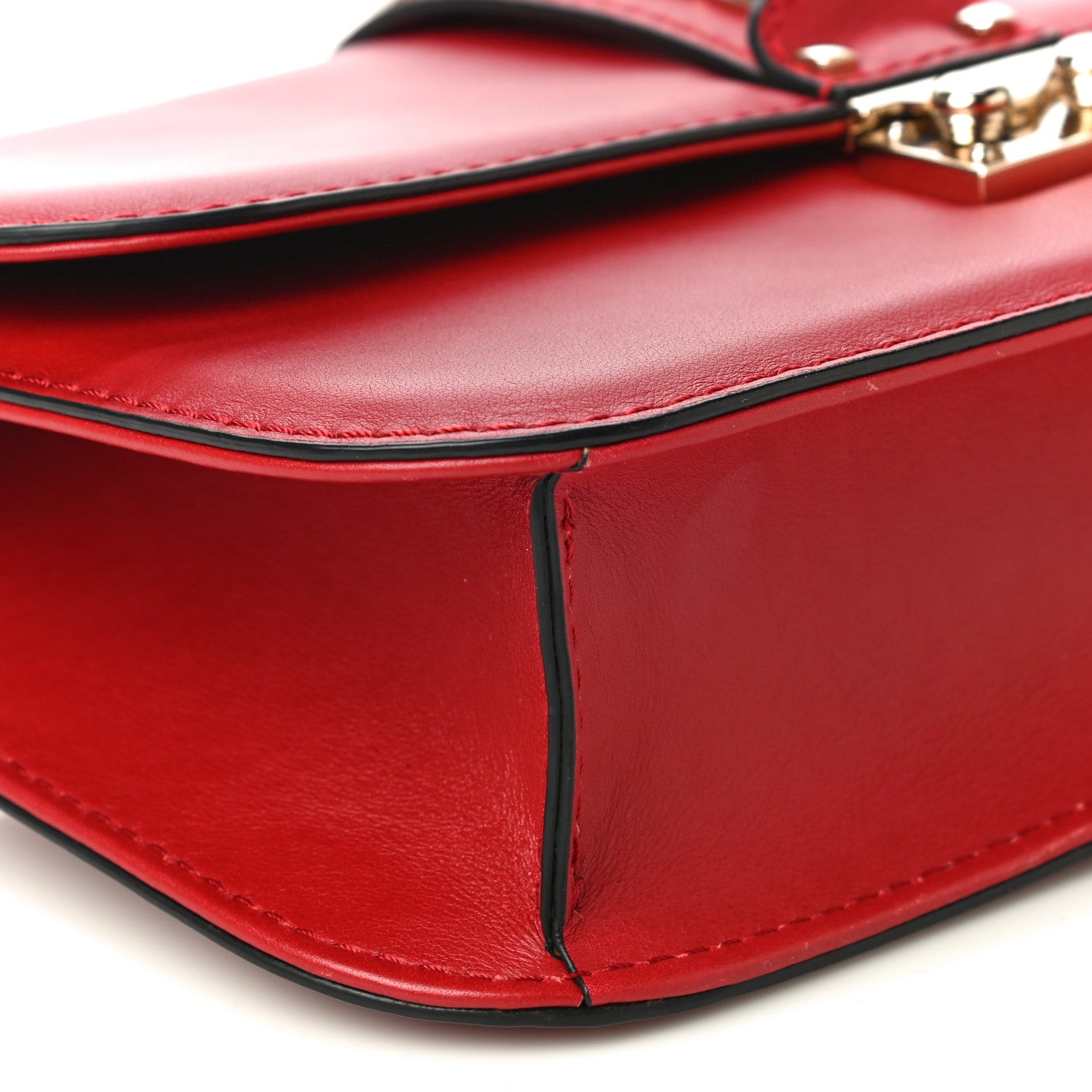 Valentino Garavani Vitello Medium Glam Lock Rockstud Flap Red 7 of 11