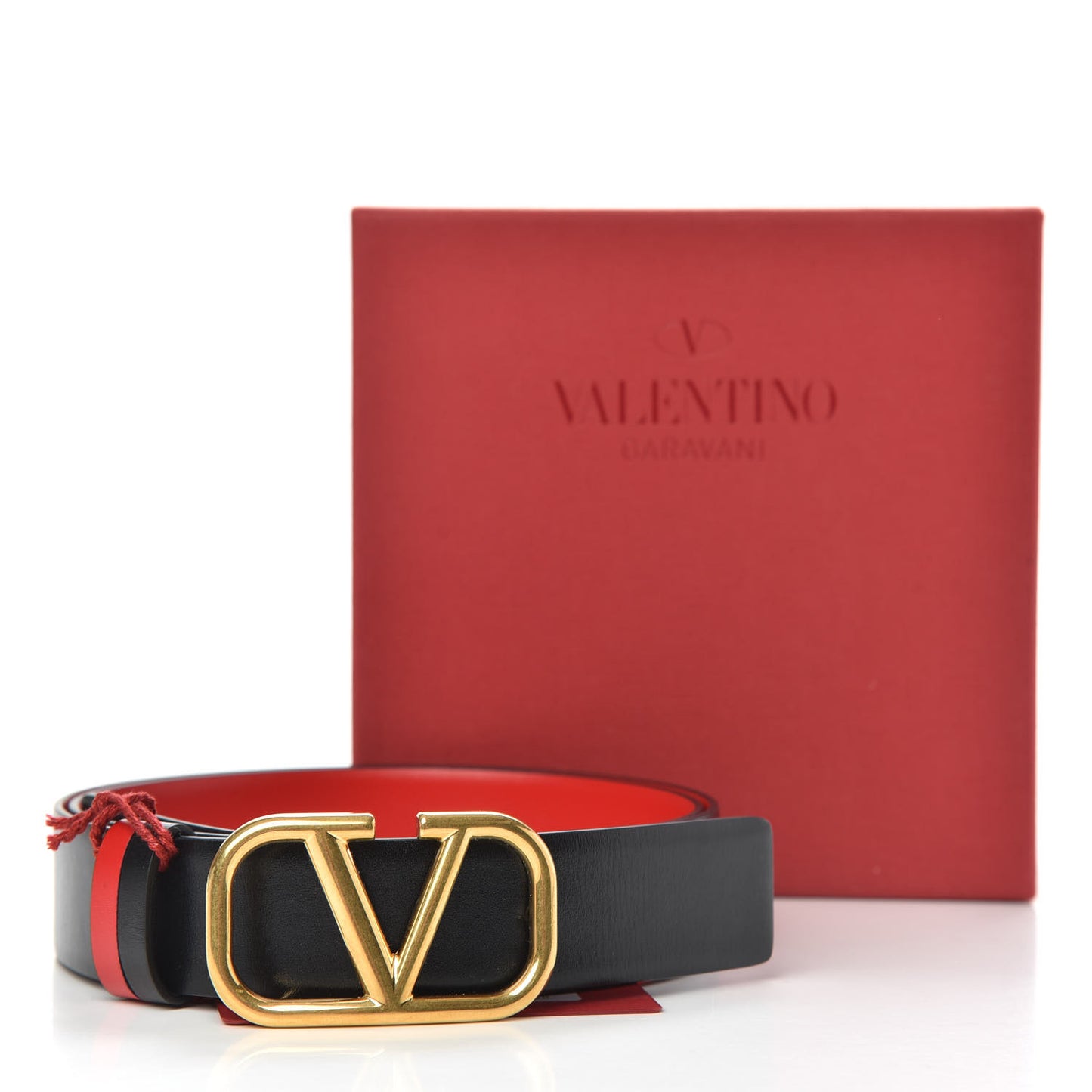 Glossy Calfskin VLogo Reversible 30mm Belt 80 Black Rouge Pur