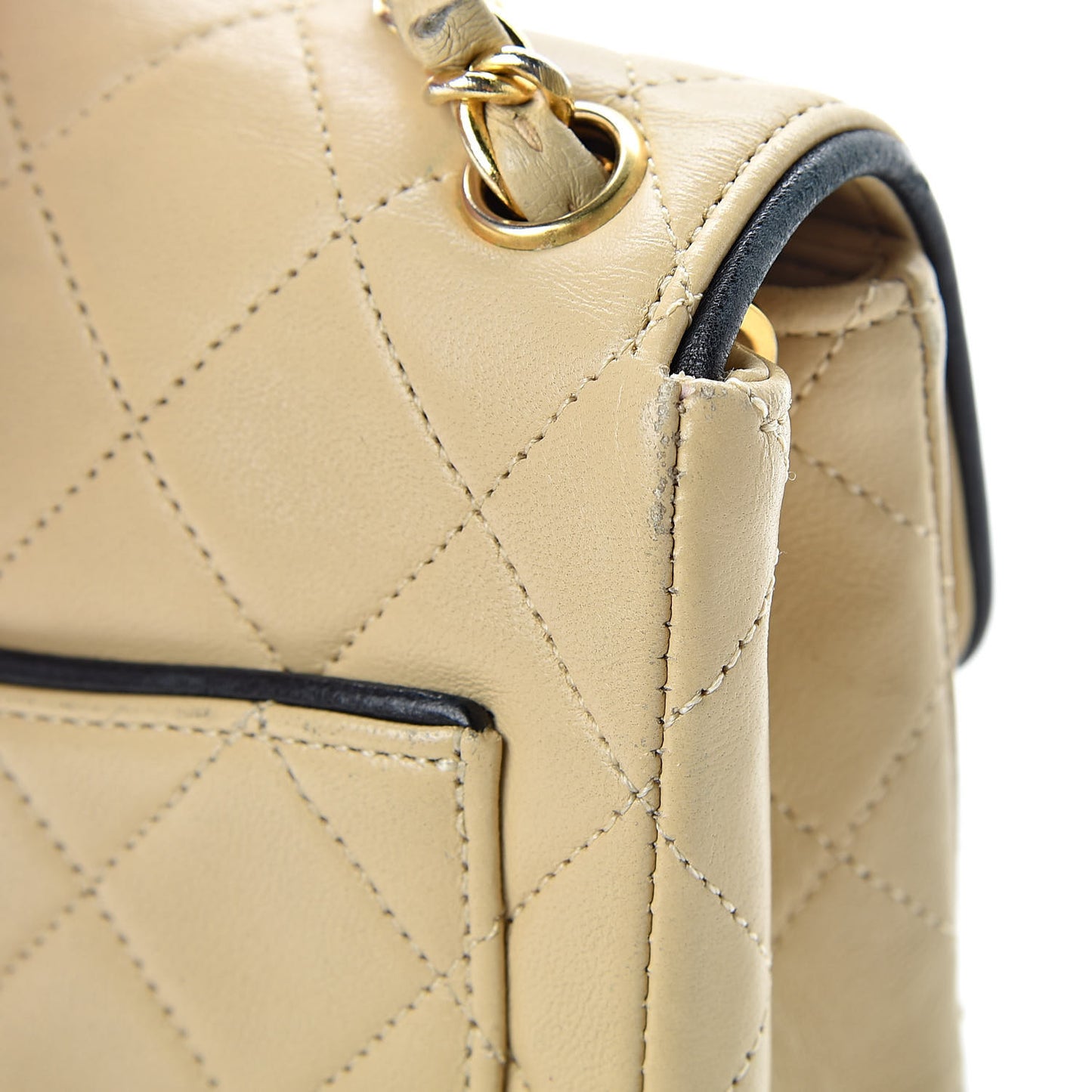 Lambskin Quilted Mini Square Flap Beige