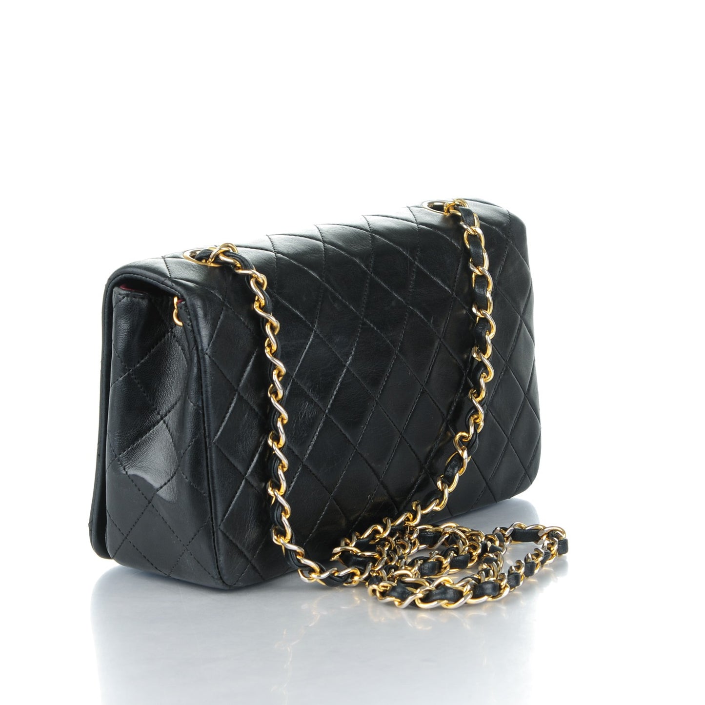 Lambskin Quilted Small Single Flap Black