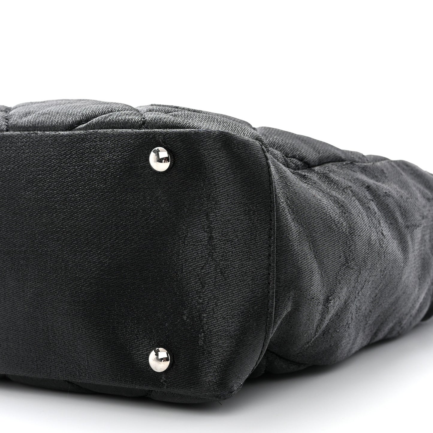 Metallic Coated Canvas Quilted Small Paris Biarritz Tote Black